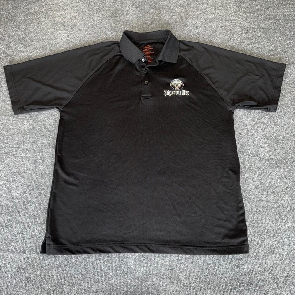 Jagermeister Polo Shirt Black‎ Mens Medium Short Sleeve Logo Casual Barwear